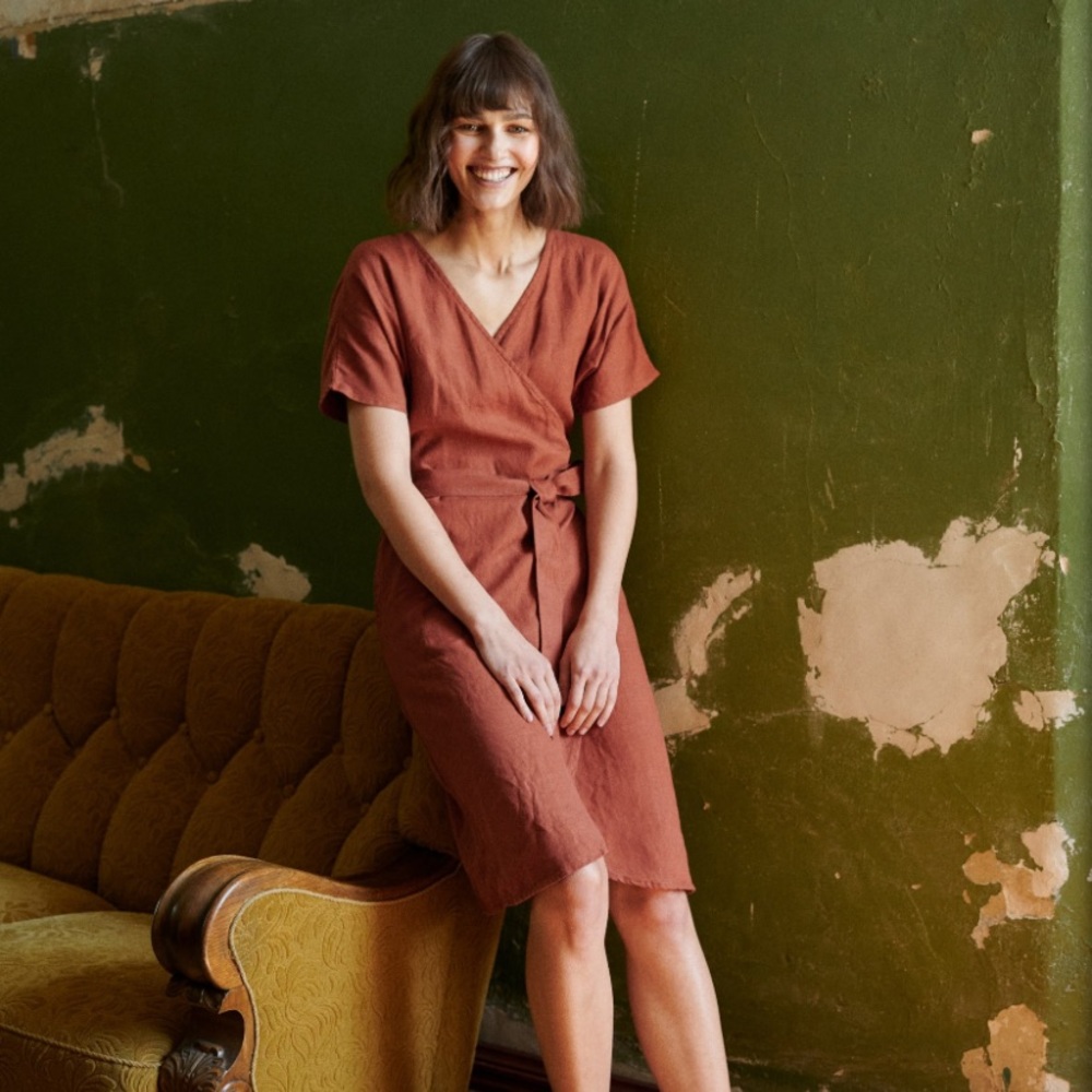 Linenfox S-M Mimosa wrap dress